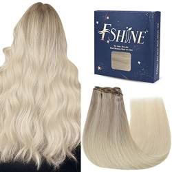 Fshine Weft Tressen Echthaar Extension Blond 45cm 100 Gramm Remy Haarverlängerung Echthaar Weave Aschblond Verblasst Zu Mittelblond Mit Platinblond Balayage Extensiones Tressen #18/22/60 von fshine