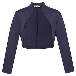 fuinloth Bolero Damen Festlich Jäckchen für Abendkleid 3/4 Ärmel Kurze Hochzeit Bolerojacke Kleid Elegant Schulterjacke Blau L 38-40 von fuinloth