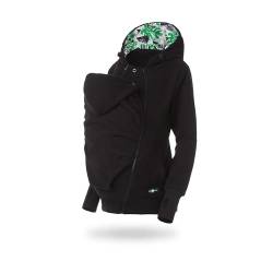 fun2bemum Luna 3in1 Tragejacke Tragepullover für Mama & Baby Schwarz/Monstera (XS) von fun2bemum