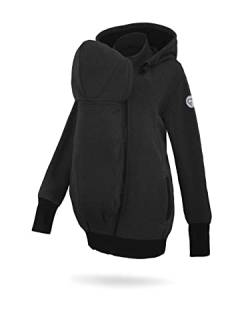 fun2bemum Tomy Men Baby Tragejacke VORNE/HINTEN für Papa Känguru Kapuze Schwarz M von fun2bemum