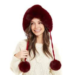 Frauen Wintermütze Kunstpelz Beanie Mütze mit Fuzzy Pom Pom Stricken Trapper Hut niedlich Schneemütze Winddicht volle Kapuze Ohrenklappe von fur story