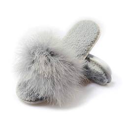 Fur Story Damen Furry Slippers Open Toe Fuzzy Slippers Memory Foam Flauschige Hausschuhe, grau, 38.5/39 EU von fur story