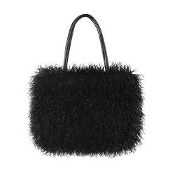 fur story Damen Fuzzy Tote Bag Faux Curly Handbag Furry Shoulder Bag Large Top Handle Purses Winter von fur story