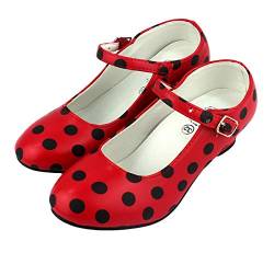 Flamenco-/Sevillana-Schuhe, Tanzschuhe für Damen / Mädchen, Rot mit schwarzen Punkten, Schwarz - rot - Größe: 26 EU von furein