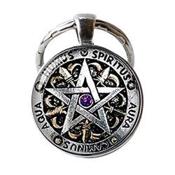 Wiccan Schutz-Schlüsselanhänger, heidnisches Pentagramm, Glaskuppel, Geschenk für Damen und Herren von gaoxiang