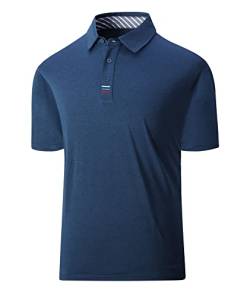 geeksport Herren Poloshirt Kurzarm Business Tennis Regular Fit Shirt Sport Atmungsaktiv Casual Sommer Golf T-Shirt (Dunkelblau M) von geeksport