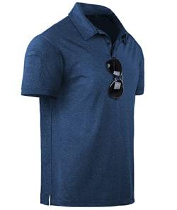 geeksport Herren Poloshirt Kurzarm Slim Fit Shirt Sport Schnelltrocknend Atmungsaktiv Polohemd Sommer Outdoor Golf T-Shirt(170-Navy-2XL) von geeksport