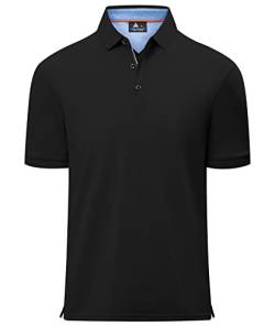geeksport Herren Poloshirt Kurzarm Tennis Freizeit Shirt Sport Schnelltrocknend Atmungsaktiv Polohemd Sommer Outdoor Golf Tshirt Männer Regular Fit(1623-Schwarz-2XL) von geeksport