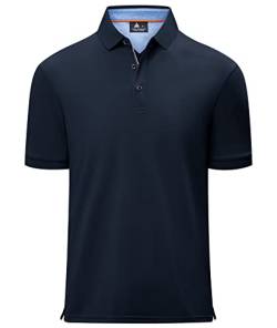 geeksport Herren Poloshirt Kurzarm Tennis Regular Fit Shirt Sport Schnelltrocknend Atmungsaktiv Polo Hemd Männer Sommer Outdoor Golf T-Shirt(1623-Navy-2XL) von geeksport