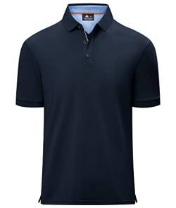 geeksport Herren Poloshirt Kurzarm Tennis Regular Fit Shirt Sport Schnelltrocknend Atmungsaktiv Polo Hemd Männer Sommer Outdoor Golf T-Shirt(1623-Navy-L) von geeksport