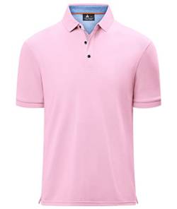 geeksport Herren Poloshirt Kurzarm Tennis Regular Fit Shirt Sport Schnelltrocknend Atmungsaktiv Polo Shirt Männer Sommer Outdoor Golf T-Shirt Regular Fit(1623-Hellrosa-3XL) von geeksport