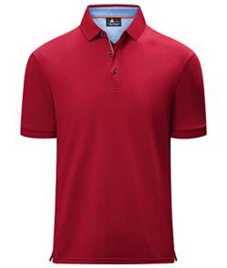 geeksport Herren Poloshirt Kurzarm Tennis Regular Fit Shirt Sport Schnelltrocknend Atmungsaktiv Polo Shirt Männer Sommer Outdoor Golf T-Shirt Regular Fit(1623-Rot-L) von geeksport