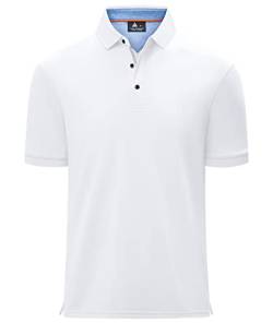 geeksport Herren Poloshirt Kurzarm Tennis Regular Fit Shirt Sport Schnelltrocknend Atmungsaktiv Polo Shirt Männer Sommer Outdoor Golf T-Shirt Regular Fit(1623-Weiß-3XL) von geeksport