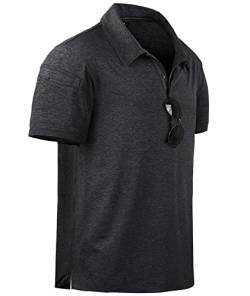geeksport Herren Poloshirt Kurzarm Tennis Regular Fit Shirt Sport Schnelltrocknend Atmungsaktiv Polohemd Sommer Golf T-Shirt Männer(170-Schwarz-XL) von geeksport