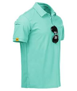 geeksport Herren Poloshirt mit Kurzarm Tennis Regular Fit Shirt Sport Schnelltrocknend Atmungsaktiv Casual Sommer Golf T-Shirt (Türkisblau 3XL) von geeksport