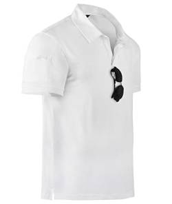 geeksport Polo Shirt Herren Kurzarm Tennis Regular Fit Shirt Sport Schnelltrocknend Atmungsaktiv Polohemd Männer Sommer Outdoor Golf T-Shirt(170-Weiß-M) von geeksport