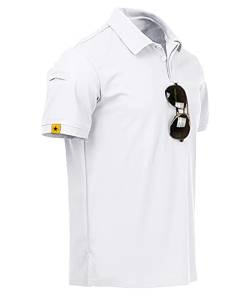 geeksport Polo Shirts Herren Kurzarm Golf Tennis Atmungsaktives Outdoor Sommer Sports Poloshirt (Weiß 2XL) von geeksport
