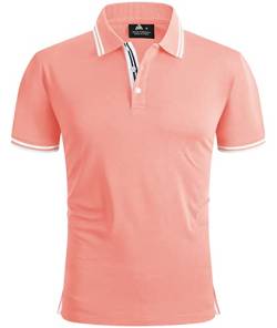 geeksport Poloshirt Herren Kurzarm Regular Fit Sport Poloshirts Männer Schnelltrocknend Atmungsaktiv Polohemd Sommer Outdoor Golf T-Shirt(Koralle-3XL) von geeksport