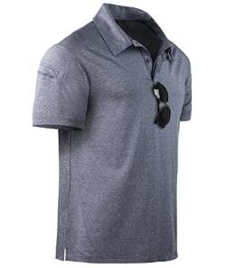 geeksport Poloshirt Herren Kurzarm Tennis Regular Fit Shirt Sport Schnelltrocknend Atmungsaktiv Polohemd Männer Sommer Outdoor Golf Tshirt(170-Grau Blau-2XL) von geeksport