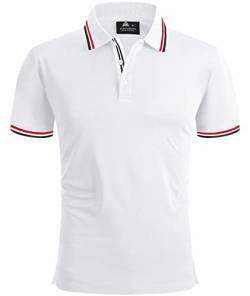 geeksport Poloshirts Herren Kurzarm Tennis Regular Fit T-Shirt Männer Sport Schnelltrocknend Atmungsaktiv Polohemd Sommer Outdoor Golf Polo Shirts(Weiß-XL) von geeksport