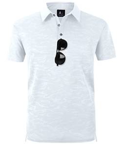 geeksport Poloshirts Herren Kurzarm Tennis Slim Fit Shirt Sport Schnelltrocknend Atmungsaktiv Polohemd Sommer Outdoor Golf T-Shirt(0151-Weiß-2XL) von geeksport