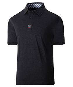 geeksport Poloshirts für Herren Atmungsaktiv Poloshirt Männer Elegant Leicht T-Shirt Sommer (Schwarz L) von geeksport