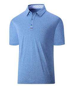 geeksport Poloshirts für Herren Kurzarm Golf Tshirts Tshirt Sport Outdoor Poloshirt Leicht T-Shirt (Blau L) von geeksport