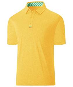 geeksport Poloshirts für Herren Kurzarm Golf Tshirts Tshirt Sport Outdoor Poloshirt Leicht T-Shirt (Gelb M) von geeksport
