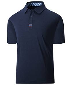 geeksport Poloshirts für Herren Kurzarm Golf Tshirts Tshirt Sport Outdoor Poloshirt Leicht T-Shirt (Marineblau L) von geeksport