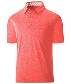 geeksport Poloshirts für Herren Kurzarm Golf Tshirts Tshirt Sport Outdoor Poloshirt Leicht T-Shirt (Rötlich-orange 2XL) von geeksport