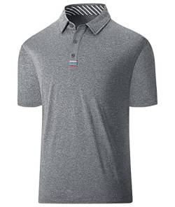 geeksport Tshirt Herren Freizeit Sport Polo Golf Short Sleeve Funktionsshirt Leicht Atmungsaktiv(Gräulich XL) von geeksport