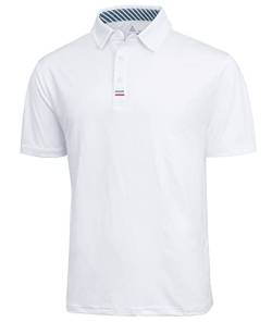 geeksport Tshirt Herren Freizeit Sport Polo Golf Short Sleeve Funktionsshirt Leicht Atmungsaktiv(Weiß L) von geeksport