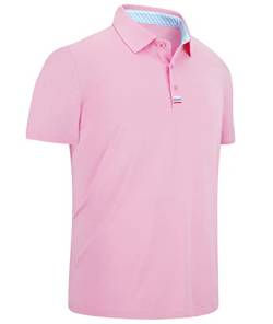 geeksport Tshirt Herren Freizeit Sport Polo Golf Short Sleeve Funktionsshirt Leicht Atmungsaktiv (Rosa 2XL) von geeksport