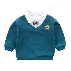 Jungen Langarmshirt 146 Kinder Kinder Kleinkind Kleinkind Baby Jungen Langarm Gentleman niedlichen Cartoon Patchwork Bowknot Pullover Bluse Tops Outfits Kleidung Schwarzes Unterhemd (C, 4-5 Years) von generic