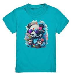 Kinder & Girls T-Shirt Panda - Mädchen Shirt mit Panda Motiv (Farbe: Türkis/Swimming Pool; Größe 134/146-9 bis 11 Jahre) von generic