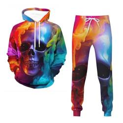 Skull Hoodie 3D Horror Hoodie Unisex Langarmhose Sweatshirt mit Taschen XS-5XL (farbig,XL) von generic