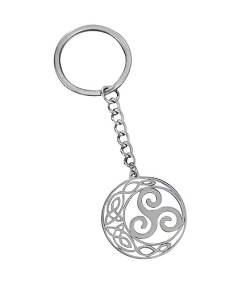 Schlüsselanhänger, Taschenschmuck, Symbol Triskelion, ziseliert, aus Stahl., silber, 9 x 3 cm von générique