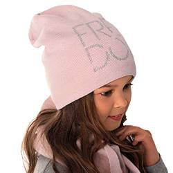 generisch AJS Mädchen Kinder Winterset mit Wolle Mütze Beanie Kindermütze Wintermütze Strickmütze Beaniemütze Loopschal Farbe Rosa von generisch