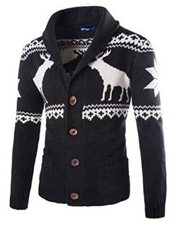 generisch JIER Herren Weihnachten Sweater Strickjacke Christmas Xmas Knitwear Coat Jacket Cardigan Weihnachtspullover Pullover Strickpullover Strickmantel Strickwaren (Schwarz,XX-Large) von generisch