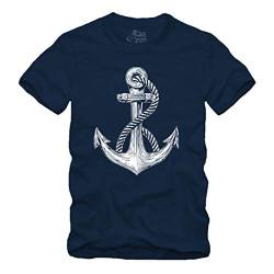 Anker - I T-Shirt S - XXXXL Viele Farben Kapitän Nautical Sailor Segeln Seemann Meer Seefahrt Old School Anchor (XL, Navy) von gestofft