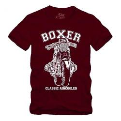 Boxer Cafe Racer - Airhead - Maroon T-Shirt S-XXL R100 Geschenke für Motorradfahrer Biker (M) von gestofft