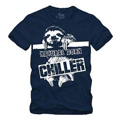 Natural Born Chiller - T-Shirt Faultier (Navy, XXXL) von gestofft