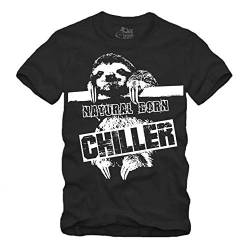 Natural Born Chiller - T-Shirt Faultier (schwarz, L) von gestofft