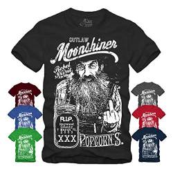 Outlaw Moonshiner - T-Shirt Rockabilly Redneck Hillbilly Whisky Schnaps Brennen (L, Schwarz) von gestofft