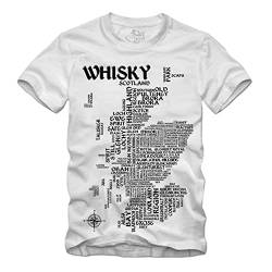 Whisky Map - Schwarz T-Shirt Scotch Islay Whiskey Single Malt Landkarte (M, Weiss) von gestofft