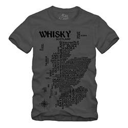 Whisky Map - Schwarz T-Shirt Scotch Islay Whiskey Single Malt Landkarte (S, Grau) von gestofft