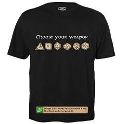 Choose Your Weapon - Herren T-Shirt für Geeks mit Spruch Motiv aus Bio-Baumwolle Kurzarm Rundhals Ausschnitt, Größe XXL von getDigital