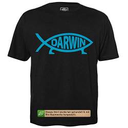 Darwin Fisch - Herren T-Shirt für Geeks mit Spruch Motiv aus Bio-Baumwolle Kurzarm Rundhals Ausschnitt, Größe 3XL von getDigital