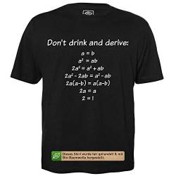Drink and Derive - Herren T-Shirt für Geeks mit Spruch Motiv aus Bio-Baumwolle Kurzarm Rundhals Ausschnitt, Größe 3XL von getDigital