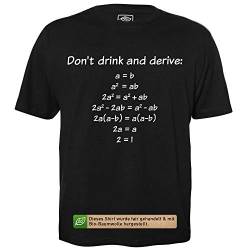 Drink and Derive - Herren T-Shirt für Geeks mit Spruch Motiv aus Bio-Baumwolle Kurzarm Rundhals Ausschnitt, Größe L von getDigital